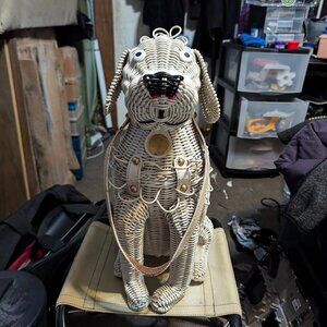 Rare Vintage 50's Wicker Dog Handbag